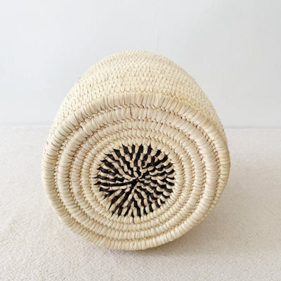 12" Lidded Palm Basket - Natural - Amsha