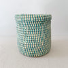 14" Lidded Palm Basket - Turquoise - Amsha