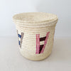 16" Lidded Palm Basket - Pink & Blue - Amsha