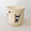 16" Lidded Palm Basket - Pink & Blue - Amsha