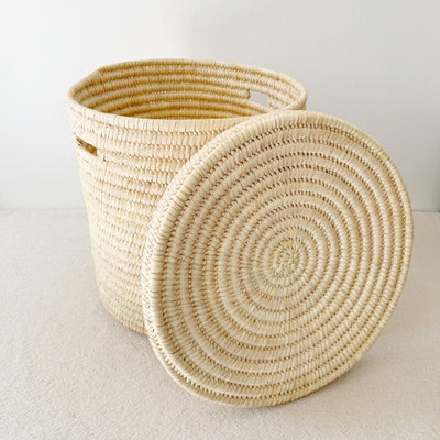 19" Lidded Palm Basket - Turkana - Amsha