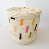 20" Lidded Palm Basket - Multicolor - Amsha