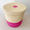 21" Lidded Palm Basket - Pink - Amsha