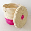 21" Lidded Palm Basket - Pink - Amsha