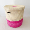 21" Lidded Palm Basket - Pink - Amsha