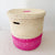 21" Lidded Palm Basket- Pink