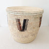 24" Lidded Palm Basket - Brown & Black - Amsha