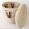 24" Lidded Palm Basket - Brown & Black - Amsha