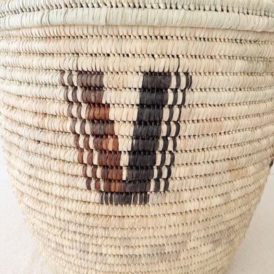 24" Lidded Palm Basket - Brown & Black - Amsha