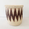 19" Lidded Palm Basket- Brown ZigZag