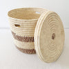 18.5" Lidded Palm Basket- Brown Checker