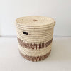 18.5" Lidded Palm Basket- Brown Checker