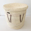 20.5" Lidded Palm Basket- Brown Vee