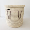 20.5" Lidded Palm Basket- Brown Vee