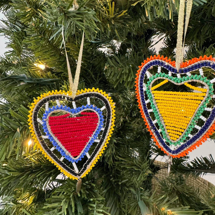 Colorful Beaded Heart Ornament - Amsha