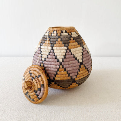 Lidded Zulu Basket #A104 - Amsha