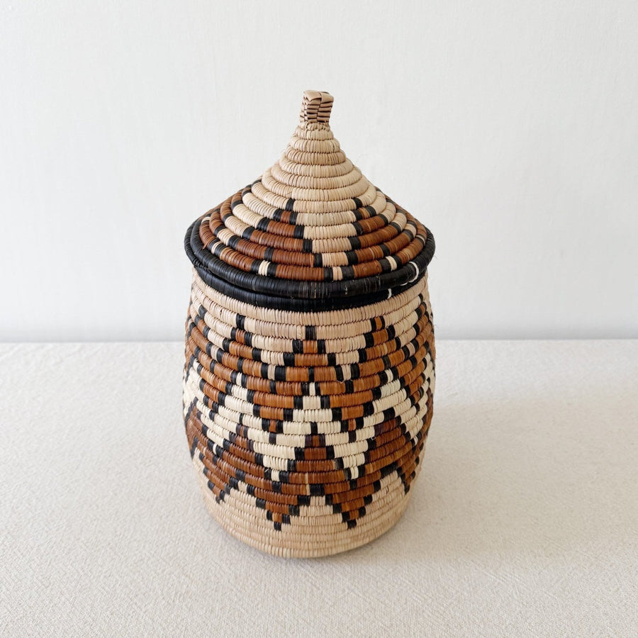 Lidded Zulu Basket #A107 - Amsha