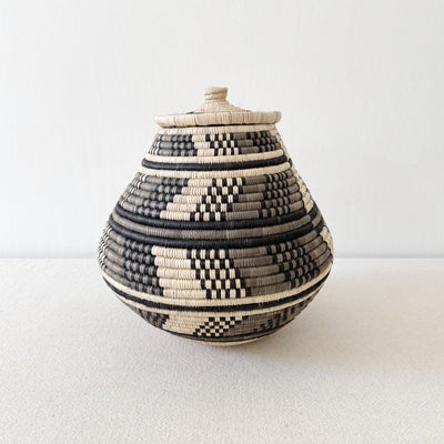 Lidded Zulu Basket #A110 - Amsha