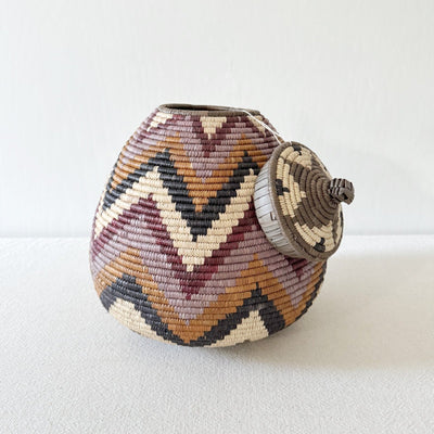 Lidded Zulu Basket #A113 - Amsha