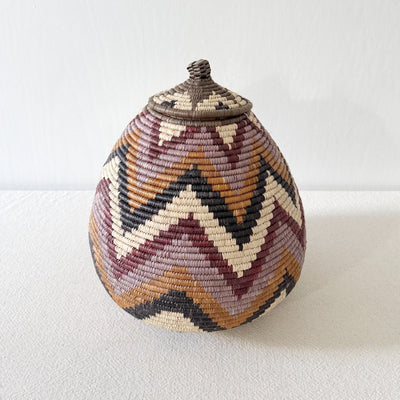 Lidded Zulu Basket #A113 - Amsha