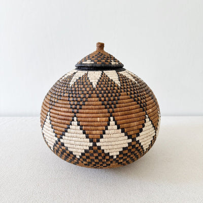 Lidded Zulu Basket #A116 - Amsha