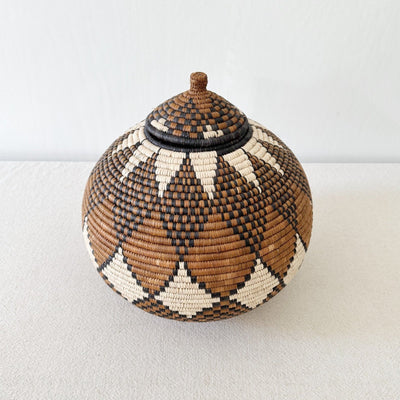 Lidded Zulu Basket #A116 - Amsha