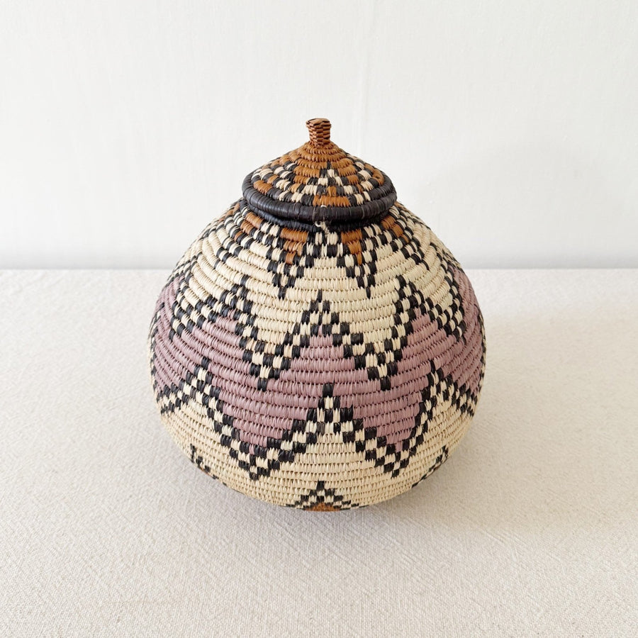 Lidded Zulu Basket #A117 - Amsha