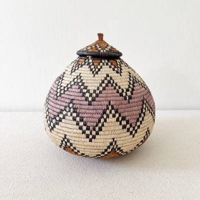 Lidded Zulu Basket #A117 - Amsha