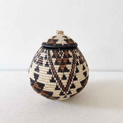 Lidded Zulu Basket #A119 - Amsha