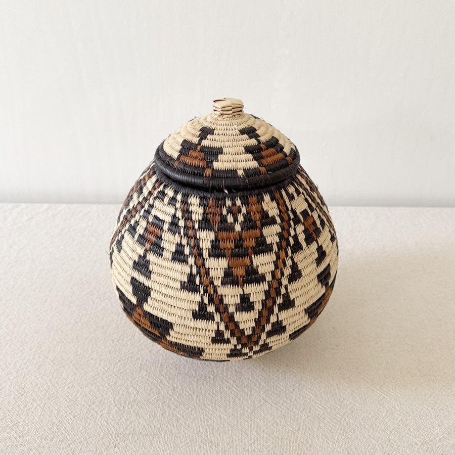 Lidded Zulu Basket #A119 - Amsha