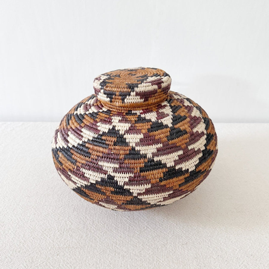 Lidded Zulu Basket #A122 - Amsha