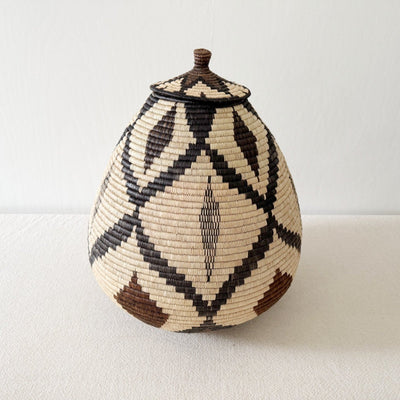 Lidded Zulu Basket #A124 - Amsha