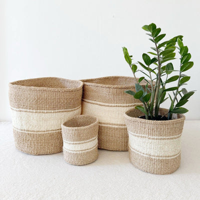 Storage Plant Basket: Striped Sand - Amsha