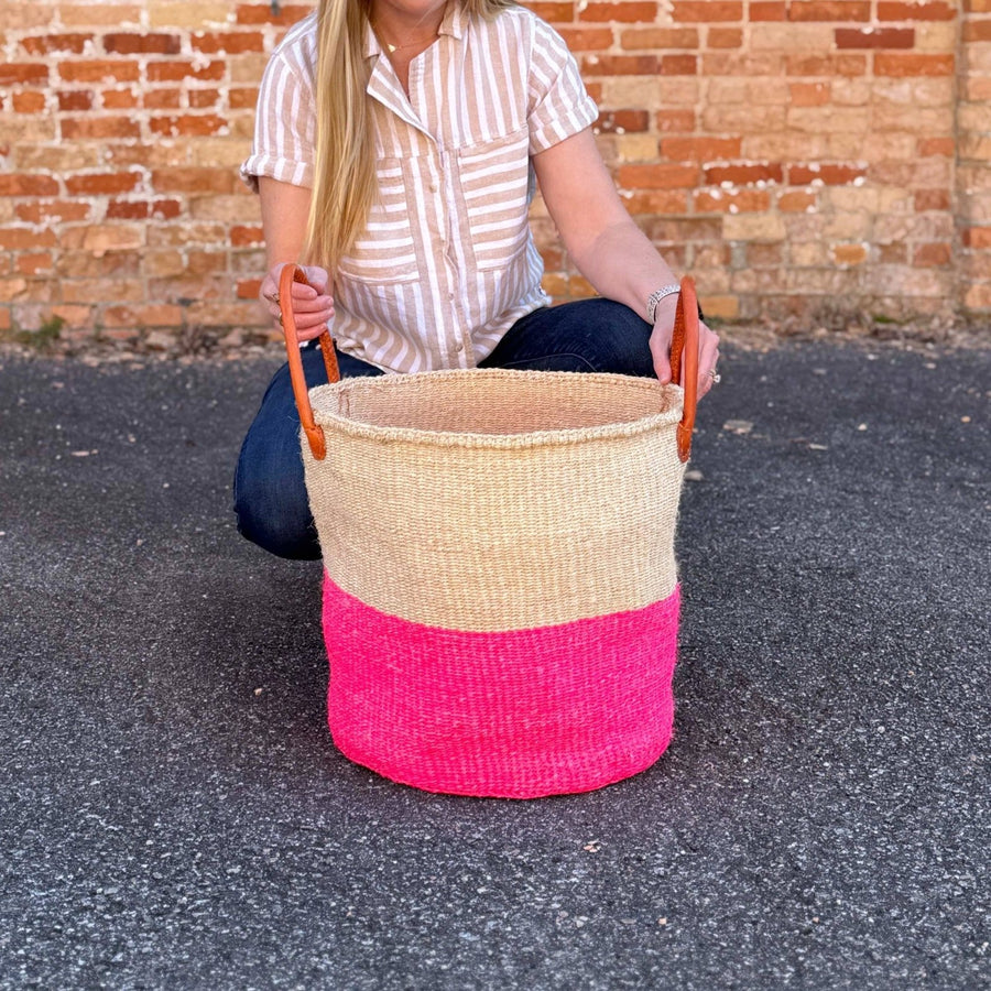 XL Floor Basket: Pop of Pink - Amsha