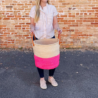 XL Floor Basket: Pop of Pink - Amsha