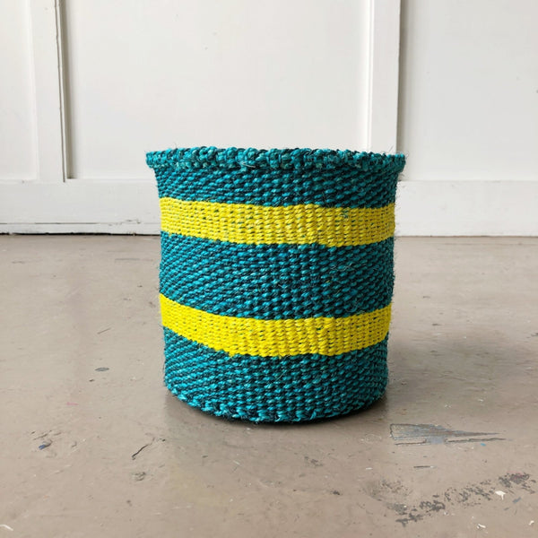 Woven Flat Basket - Turquoise : Turquoise