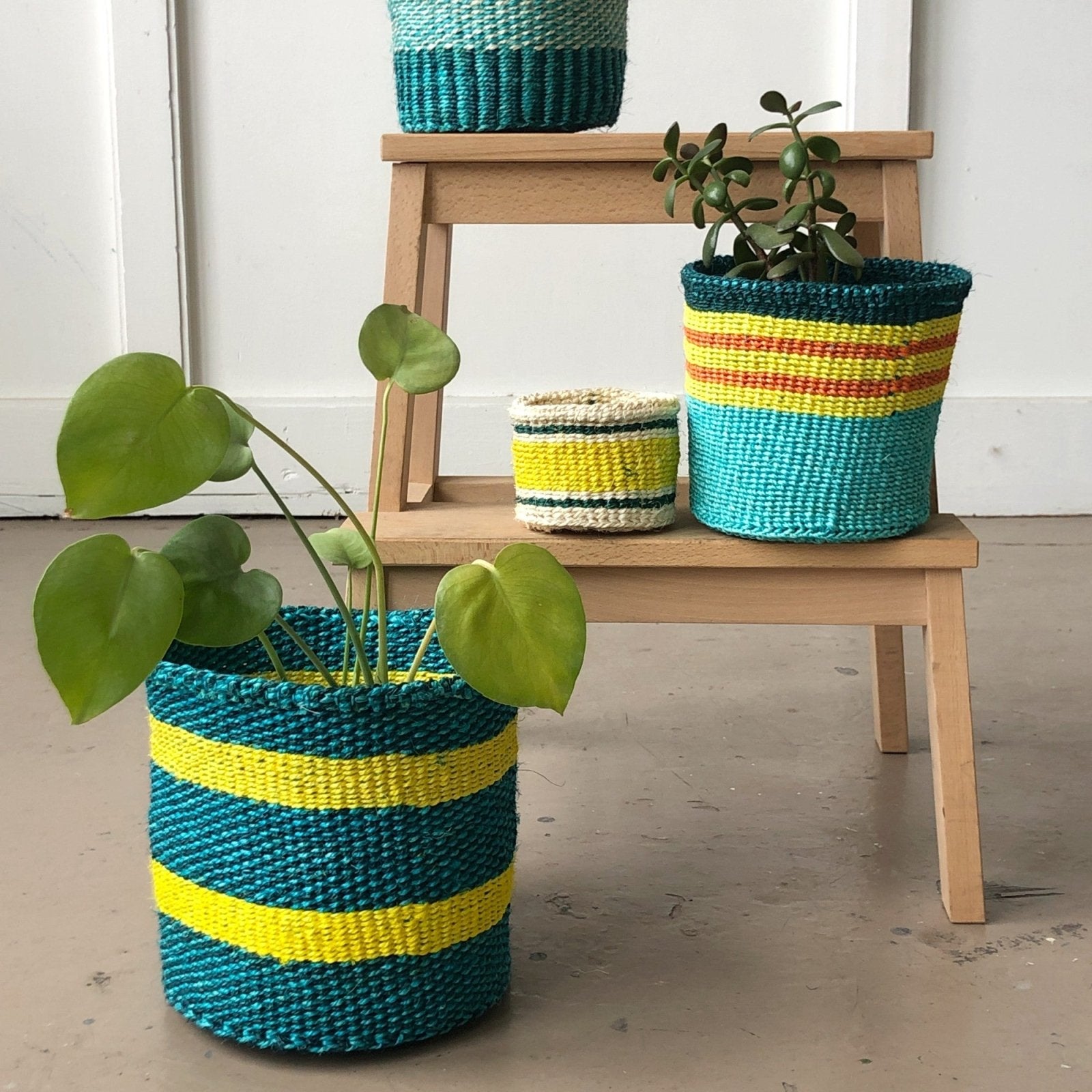 Woven Flat Basket - Turquoise : Turquoise